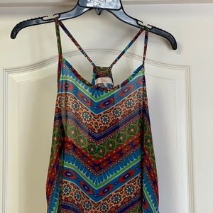 Nabee colorful boho tank tunic top size Large